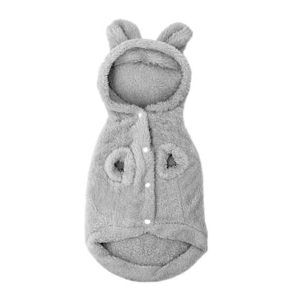 Back product shot of the Fuzzy French Bulldog Hoodie in gray color against white background