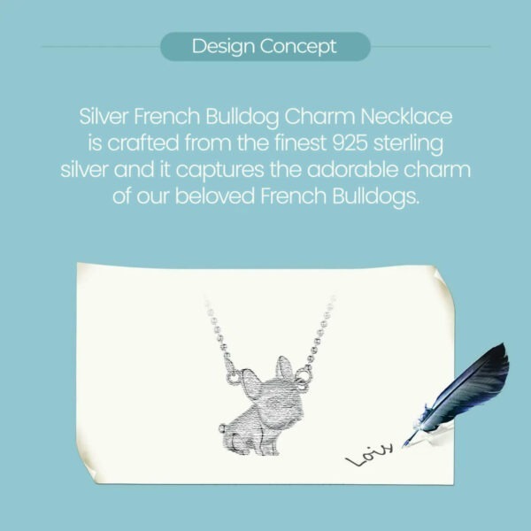 Sketch of the Silver French Bulldog Charm Necklace on the paper