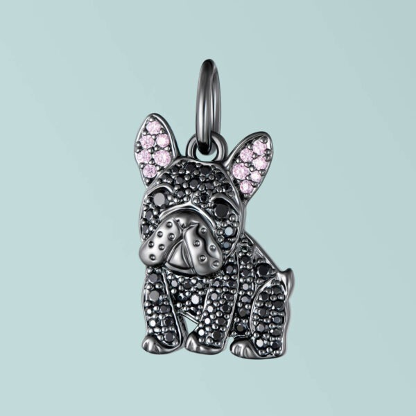 Enchanted French Bulldog Sparkle Pendant on a mint background