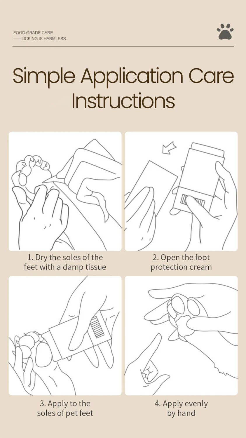 French Bulldog Natural Paw Balm illustrated usage instructions