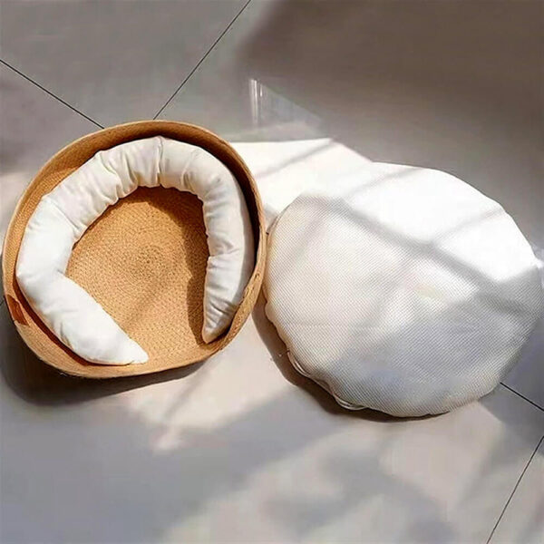 Frenchie Bamboo Basket Nest showing separated cushion beside