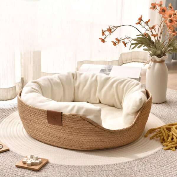 Frenchie Bamboo Basket Nest in classy living room