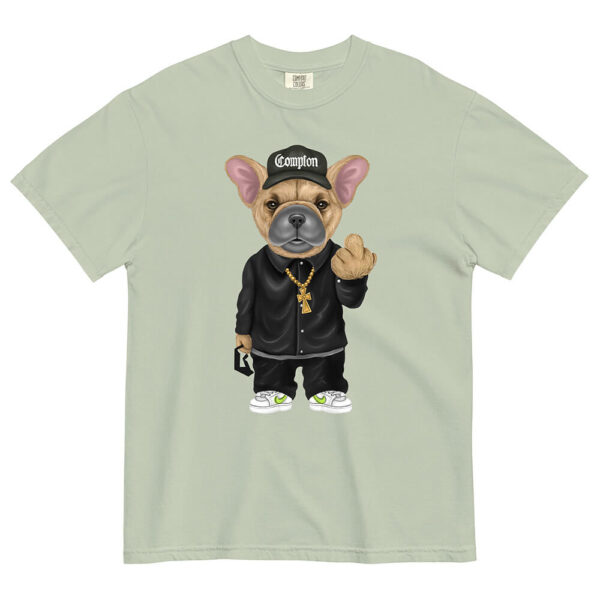 Flat lay photo of the olive "Not Your Average Pup T-shirt" against white background