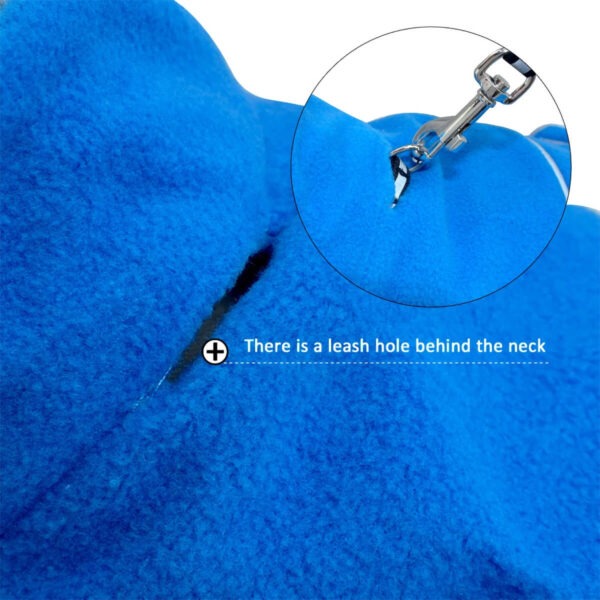 Close up shot of the Therapeutic Calming Vest for French Bulldogs showing leash hole