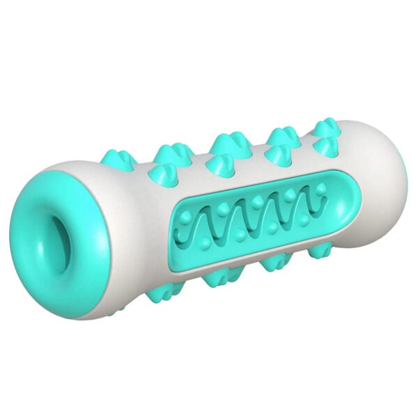 Product shot of the Ultimate French Bulldog Dental Chew Toy in turquoise color against white background