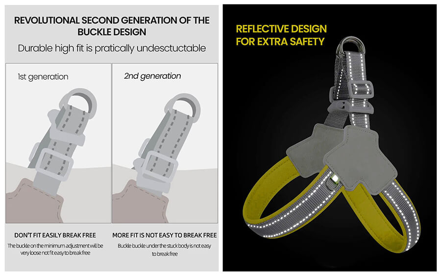 Features of the No-Pull Reflective Frenchie Harness