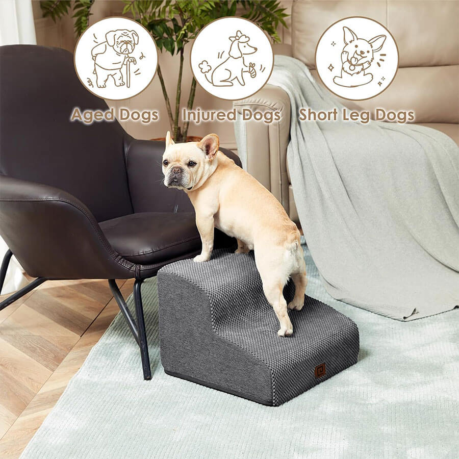 French Bulldog climbing on a Dog Step Ramp For Frenchies
