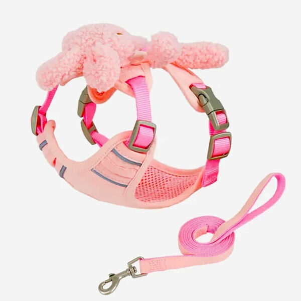 Teddy Fluffy Frenchie Harness for Pups in baby pink color