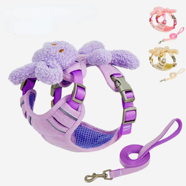 Teddy Fluffy Frenchie Harness for Pups in violet color