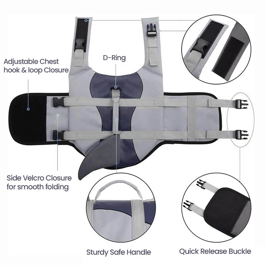 Frenchie Shark Life Jacket details