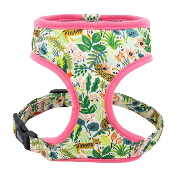 Floral Frenchie Vest Harness in Baby Pink color on white background