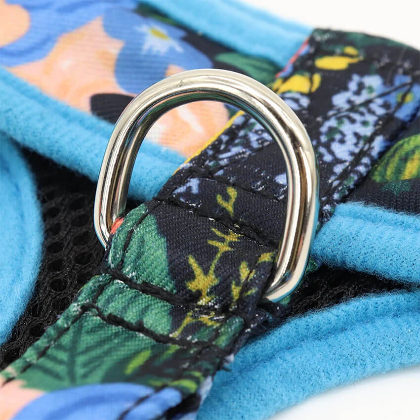 Floral Frenchie Vest Harness D-ring detail close up