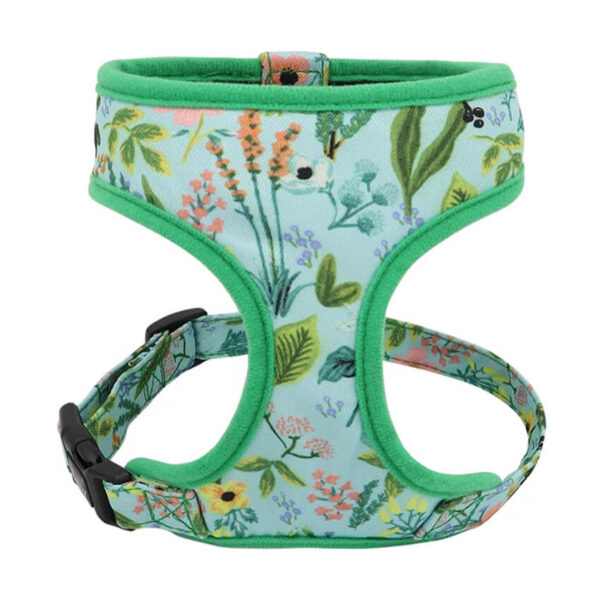 Floral Frenchie Vest Harness in green color on white background