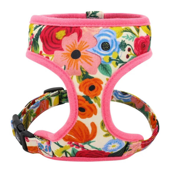 Floral Frenchie Vest Harness in red color on white background