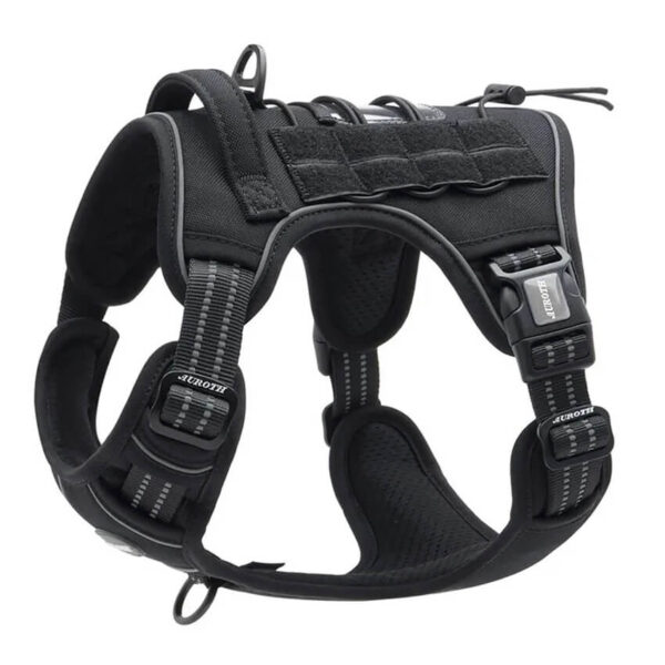 French Bulldog Tactical Harness in black color against white background