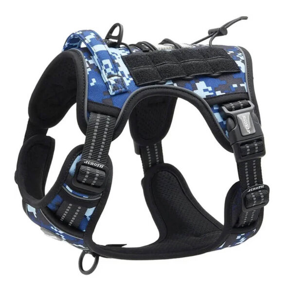 French Bulldog Tactical Harness in blue color against white background