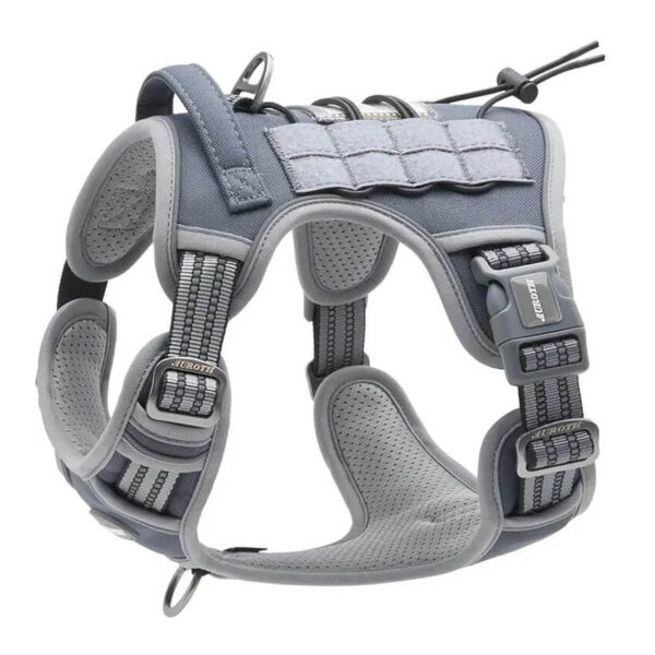 French Bulldog Tactical Harness in gray color against white background