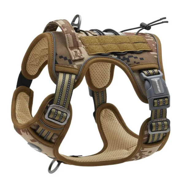 French Bulldog Tactical Harness in khaki color against white background