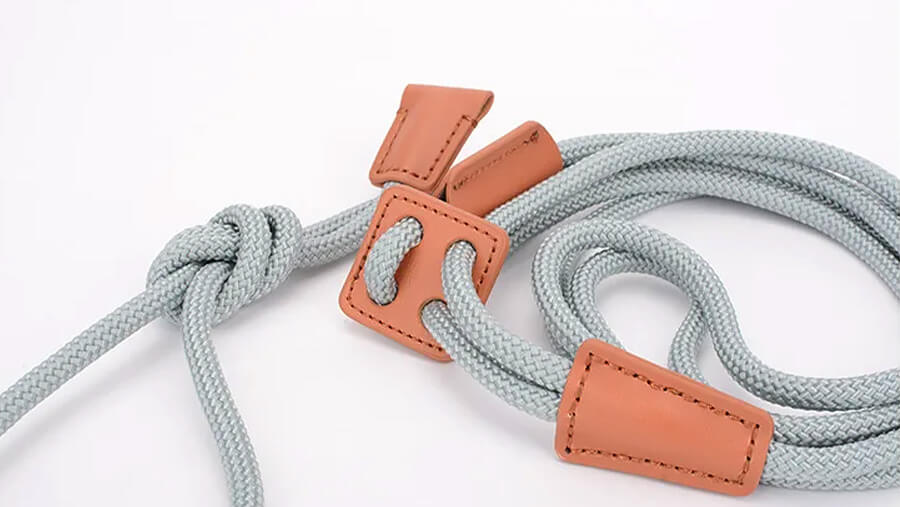Rope French Bulldog Harness in light gray color on the white background